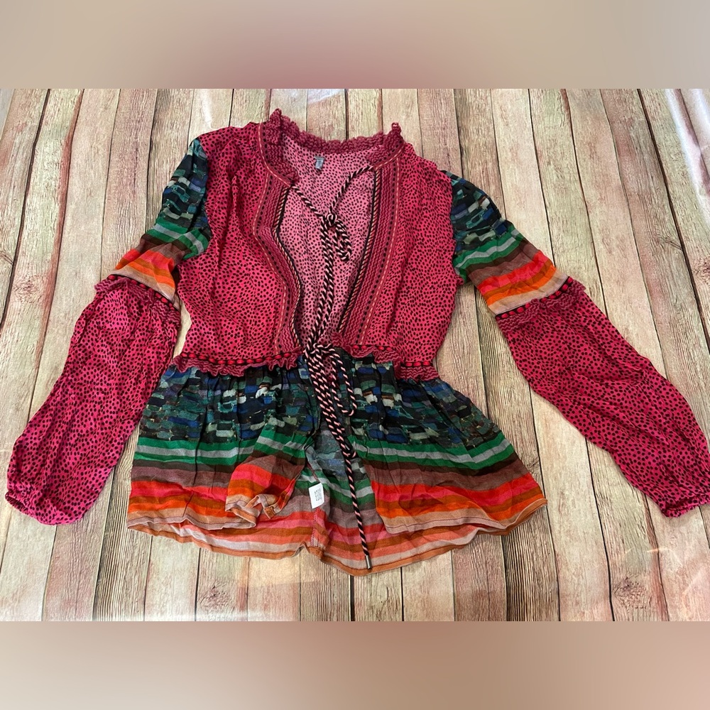 Bl^nk Anthropologie Tie Front Blouse - Womens Medium